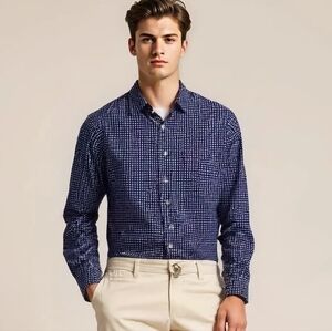 J. Crew Navy Checkered Casual Shirt